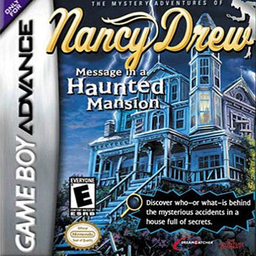 Nancy Drew Message in a Haunted Mansion box art for GameBoy Advance